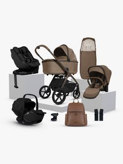 Silver Cross Cove Pushchair and Accessories with Glide Plus 360, Approach Plus 360 i-Size Baby Car Seats and Base Plus 360 ISOFIX Car Seat Base Bundle, Maple/Black, 