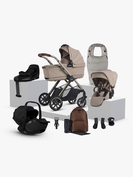 Silver Cross Reef 2 Special Edition Pushchair & Accessories with Glide Plus 360 i-Size Baby Car Seat & Base Plus 360 ISOFIX Car Seat Base Ultimate Bundle, Frappe/Black, 