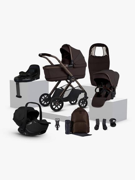 Silver Cross Reef 2 Special Edition Pushchair & Accessories with Glide Plus 360 i-Size Baby Car Seat & Base Plus 360 ISOFIX Car Seat Base Ultimate Bundle, Ganache/Black, 