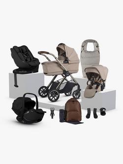 Silver Cross Reef 2 Pushchair, Carrycot and Accessories with Glide Plus 360 and Approach Plus 360 Baby Car Seats and Base Plus 360 Car Seat Base Bundle, Frappe/Black, 