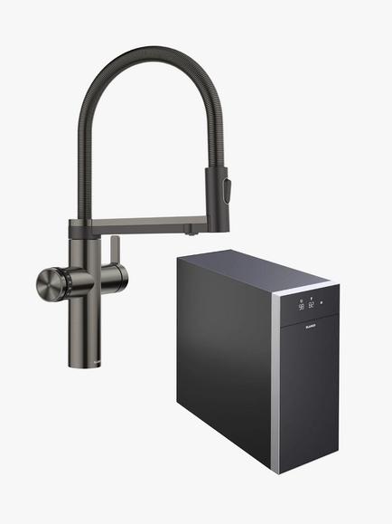 BLANCO Choice Icona Instant Boiling Hot Water Pull-Out Swivel Spout Single Lever Kitchen Tap, Dark Steel, 