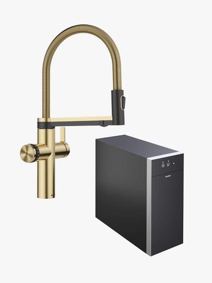 BLANCO Choice Icona Instant Boiling Hot Water Pull-Out Swivel Spout Single Lever Kitchen Tap, Satin Gold, 