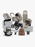 Silver Cross Cove Pushchair and Accessories with Glide Plus 360, Approach Plus 360 i-Size Baby Car Seats and Base Plus 360 ISOFIX Car Seat Base Bundle, Champagne/Natural Taupe
