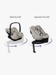 Silver Cross Glide Plus 360 and Approach Plus 360 i-Size Baby Car Seats with Base Plus 360 ISOFIX Car Seat Base Bundle, Natural Taupe