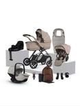 Silver Cross Reef 2 Pushchair, Carrycot and Accessories with Glide Plus 360 Baby Car Seat and Base Plus 360 Car Seat Base Bundle, Frappe/Natural Taupe