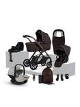 Silver Cross Reef 2 Pushchair, Carrycot and Accessories with Glide Plus 360 Baby Car Seat and Base Plus 360 Car Seat Base Bundle, Ganache/Natural Taupe