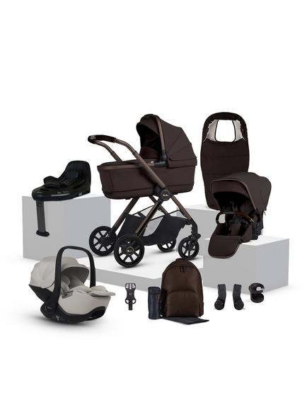 Silver Cross Reef 2 Special Edition Pushchair & Accessories with Glide Plus 360 Baby Car Seat & Base Plus 360 Car Seat Base Ultimate Bundle, Ganache/Natural Taupe, 