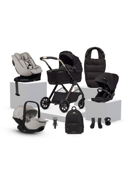 Silver Cross Reef 2 Special Edition Pushchair, Carrycot and Accessories with Glide Plus 360 and Approach Plus 360 Baby Car Seats and Base Plus 360 Car Seat Base Bundle, Espresso/Natural Taupe, 