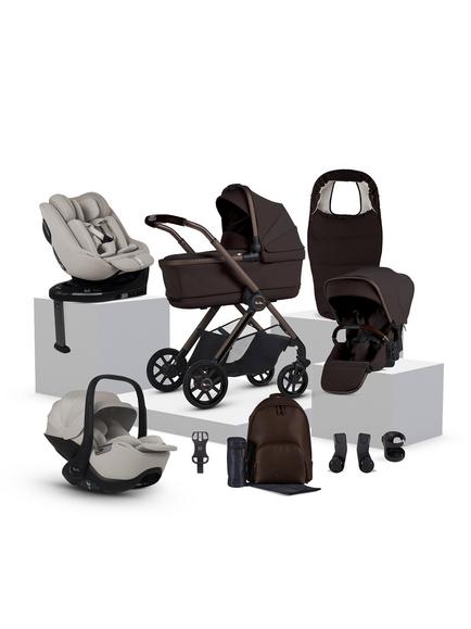 Silver Cross Reef 2 Special Edition Pushchair & Accessories with Glide Plus 360 & Approach Plus 360 Baby Car Seats and Base Plus 360 Car Seat Base Ultimate Family Bundle, Ganache/Natural Taupe, 