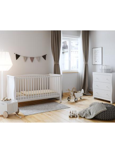 Little Acorns Traditional Sleigh Cotbed and Changing Table Dresser, White, 
