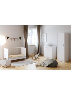 LIttle Acorns Athena Convertiable Mini Day Cotbed, Dresser and Single Wardrobe, White, 