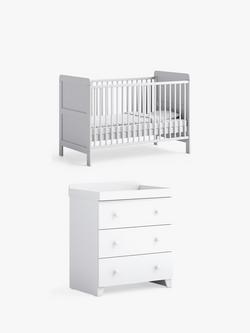 Little Acorns Classic Cotbed & Changing Table Dresser Bundle, White, 