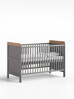 Little Acorns Classic Two-Tone Cotbed, Changing Table Dresser and Double Wardrobe Bundle, Grey/Oak - view 2, 