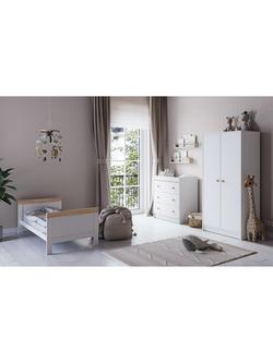 Little Acorns Florence Cotbed, Changing Table Dresser & Double Wardrobe Bundle, White/Oak - view 2, 
