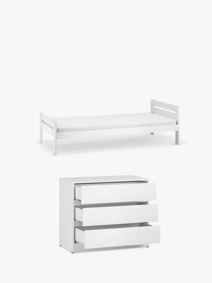Little Acorns Furniture Bed Frame & 3 Drawer Chest Bundle, White, 