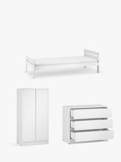 Little Acorns Furniture Bed Frame, 3 Drawer Chest & Double Wardrobe Bundle, White, 
