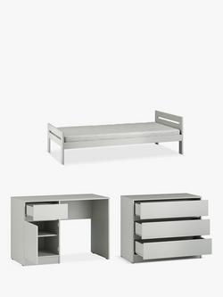 Little Acorns Furniture Bed Frame, 3 Drawer Chest and Desk Bundle, Grey, 
