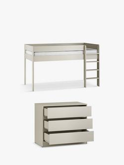 Little Acorns Furniture Mid Sleeper Bed Frame & 3 Drawer Chest Bundle, Cashmere, 