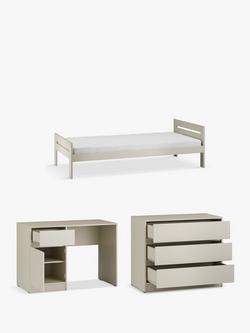 Little Acorns Furniture Bed Frame, 3 Drawer Chest and Desk Bundle, Cashmere, 