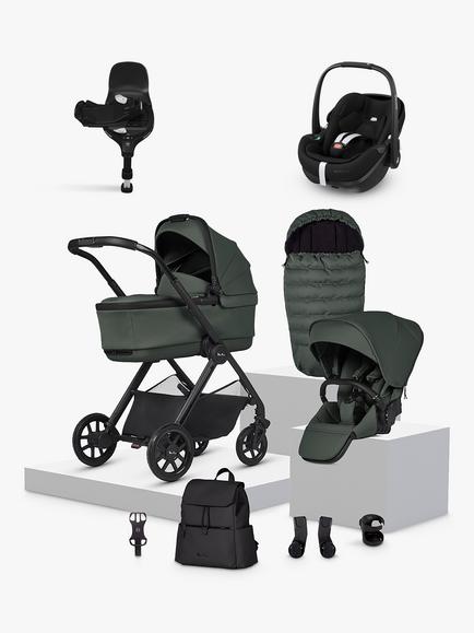 Silver Cross Reef 2 Pushchair & Accessories with Maxi-Cosi Pebble 360 Pro2 Baby Car Seat and FamilyFix 360 Pro Base Family Bundle, Pewter/Black, 