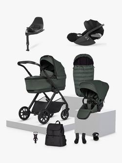 Silver Cross Reef 2 Pushchair, Carrycot & Accessories with Cybex Cloud T Car Seat and Base T Bundle, Pewter/Black, 