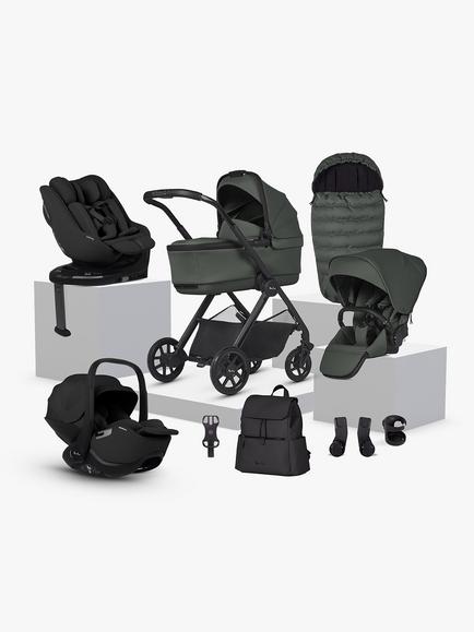 Silver Cross Reef 2 Pushchair & Accessories with Approach Plus & Glide Plus 360 i-Size Car Seat & Base Ultimate Family Bundle, Pewter, 