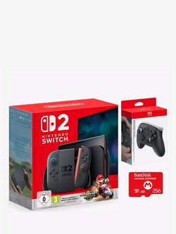 Nintendo Switch 2 256GB Console with Joy-Con 2 & Mario Kart World and Switch 2 Pro Controller and SanDisk microSD Express Card, 256GB, Bundle, 