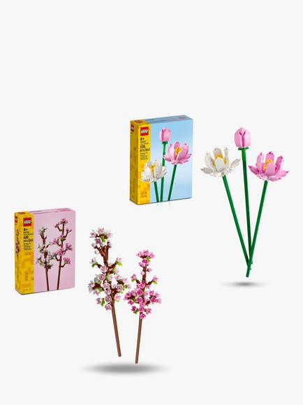LEGO Zen Bundle Botanicals 40647 Lotus Flowers & 40725 Cherry Blossoms for Tranquil Decor, 