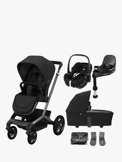 Maxi-Cosi Fame Pushchair and Carrycot with Maxi-Cosi Pebble 360 Pro2 i-Size Car Seat and FamilyFix Pro ISOFIX Base Bundle, Twillic Black, 