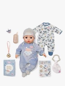 Baby Annabell Active Alexander 43cm Doll with Blue Romper & Accessories Bundle, 