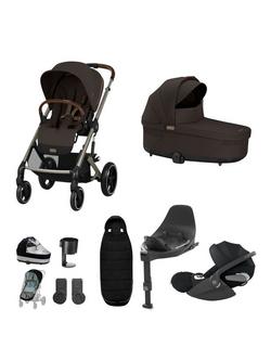 Cybex Balios S Lux Pushchair, Carrycot & Accessories with Cloud T Car Seat & Base T Bundle, Chocolate Brown, 