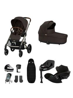 Cybex Balios S Lux Pushchair, Carrycot & Accessories with Cloud G Car Seat & Base G Bundle, Chocolate Brown, 