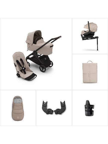 Bugaboo Dragonfly Pushchair & Carrycot with Bugaboo Otter by Nuna Baby Car Seat & 360 Base Ultimate Bundle, Taupe, 