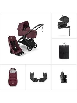 Bugaboo Dragonfly Pushchair & Carrycot with Bugaboo Otter by Nuna Baby Car Seat & 360 Base Ultimate Bundle, Dark Cherry, 