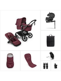 Bugaboo Fox 5 Renew Pushchair & Accessories with Bugaboo Otter by Nuna Car Seat & 360 Base Ultimate Bundle, Dark Cherry, 