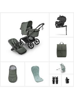 Bugaboo Fox 5 Renew Pushchair & Accessories with Bugaboo Otter by Nuna Car Seat & 360 Base Ultimate Bundle, Forest Green, 