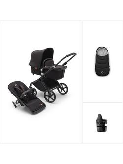 Bugaboo Fox Cub Stroller Essential Bundle, Midnight Black, 