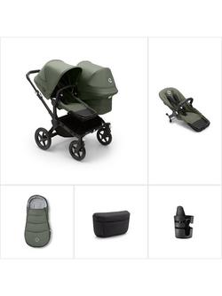 Bugaboo Donkey 5 Duo Pushchair, Carrycot & Accessories Essential Bundle, Forest Green, 