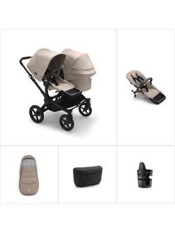 Bugaboo Donkey 5 Duo Pushchair, Carrycot & Accessories Essential Bundle, Desert Taupe, 