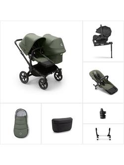 Bugaboo Donkey 5 Duo Pushchair & Carrycot with Bugaboo Otter by Nuna Baby Car Seat & 360 Base Ultimate Bundle, Forest Green, 