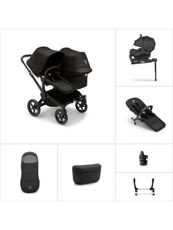 Bugaboo Donkey 5 Duo Pushchair & Carrycot with Bugaboo Otter by Nuna Baby Car Seat & 360 Base Ultimate Bundle, Midnight Black, 