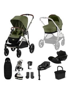 Cybex Gazelle S Pushchair, Carrycot & Accessories with Cloud G Car Seat & Base G Bundle, Moss Green, 