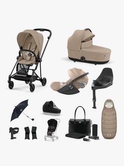 Cybex Mios Pushchair & Accessories with Cloud T i-Size Car Seat and Base T Base Bundle, Matte Black/Beige, 