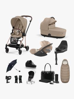 Cybex Mios Pushchair & Accessories with Cloud T i-Size Car Seat and Base T Base Bundle, Rose Gold/Beige, 