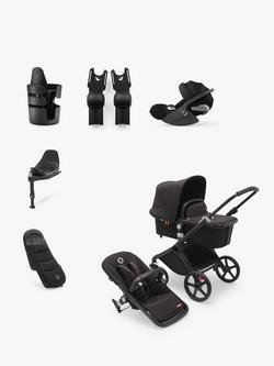 Bugaboo Fox Cub Stroller & Accessories with Cloud T Car Seat & Base T Bundle, Midnight Black, 