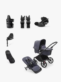 Bugaboo Fox Cub Stroller & Accessories with Cloud T Car Seat & Base T Bundle, Stormy Blue, 