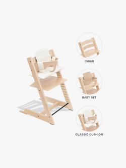 Stokke Tripp Trapp Highchair, Baby Set² & Cushion Bundle, Natural, 