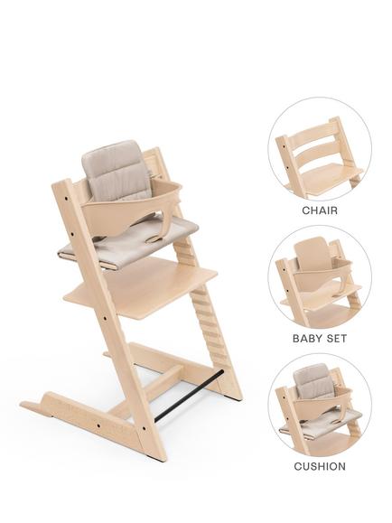 Stokke Tripp Trapp Highchair, Baby Set² & Cushion Bundle, Natural, 