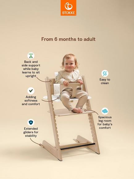 Stokke Tripp Trapp Highchair, Baby Set² & Cushion Bundle, White - view 2, 