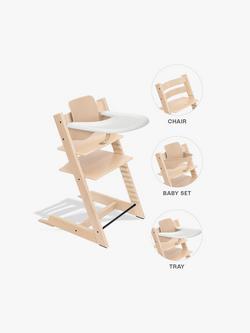 Stokke Tripp Trapp Highchair, Baby Set² & Tray Bundle, Natural, 